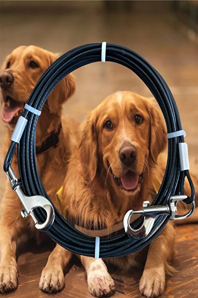 LİDERSAN ÇELİK حبل ربط لحديقة الكلاب بطول 6 مم و4 أمتار من الفولاذ الأسود