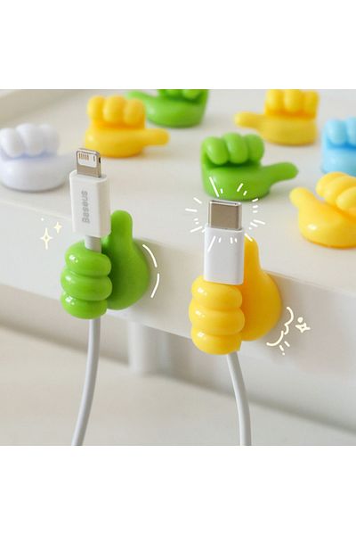 SAVORYHOME Mixed Color Thumb Cable Holder Adhesive Toothbrush Keychain Plant Branch Hanger Holder 4 Pieces