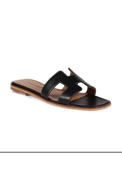 Sofia Baldi Anita Black Leather Women's Flat Slippers