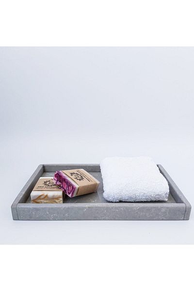 KYRDESIGN Quartz Tundra Gray Marble Tray & Presentation Holder
