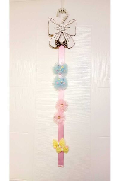 HAPPY HANDMADE Askı/ahşap Fıyonklu Toka Askısı Toka Düzenleyici Kız Çocuk Hed...