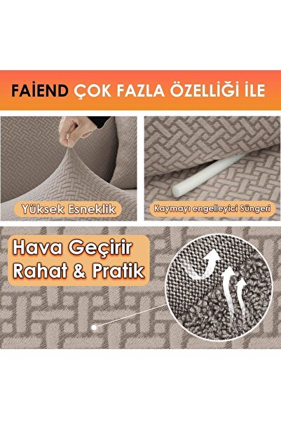 Faiend Stretch Elastic Washable Cotton 3+3+1+1 Brick Pattern Jacquard Sofa Cover Set Sofa Cover