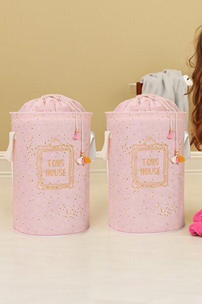 Faiend Yuvarlak Torbalı 2li set  Bebek Odası Çok Amaçlı Oyuncak kirli Çamaşır Sepeti