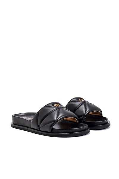 Sofia Baldi Black Plum Leather Women's Flat Slippers