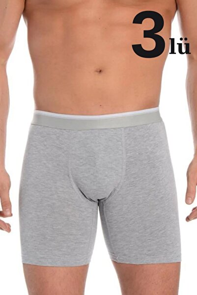 marmara qumasch 3-Pack Men's Grey Long-Leg Stretch Fabric Boxer Shorts