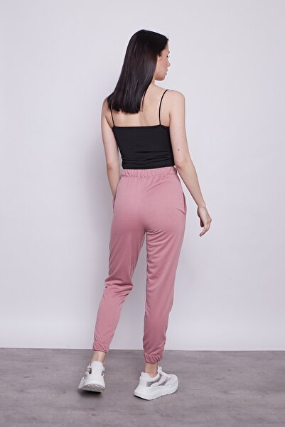 Jument Women's High Waist Sweatpants with Side Pockets and Elastic Waistband and Legs - Dusty Rose