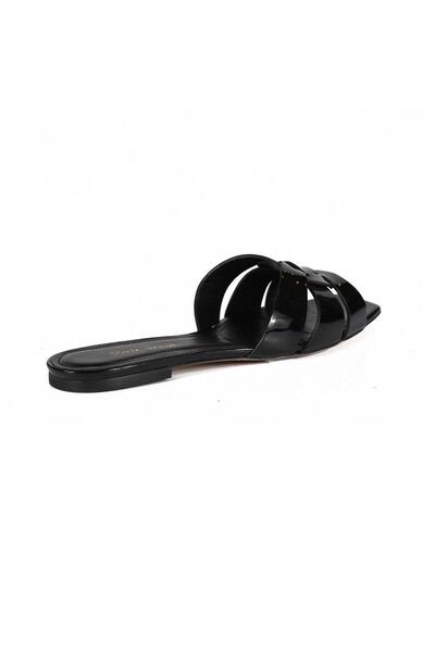 Sofia Baldi Black Rosalie Opening Leather Women's Flat Slippers