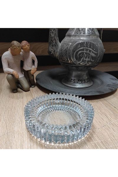 MorzaPazarı Crystal Luxury Glass Ashtray 14cm Transparent