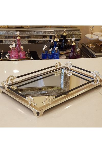 AlyaHomeAksesuar Classic Handled Tray 38*26 Cm