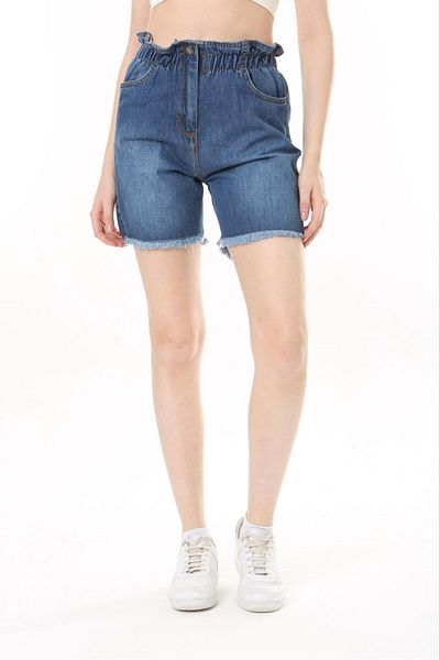 EYLÜL BUTİK Pantaloni scurți din denim cu talie elastică