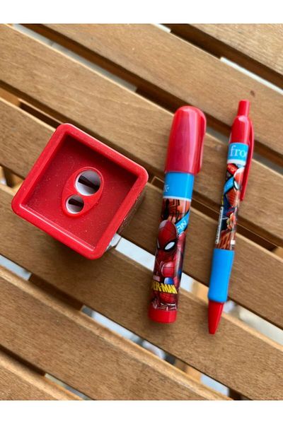 EyER Shoping 0.7 Tip Laying Egg Eraser Pencil Set with Spiderman Figure - Red