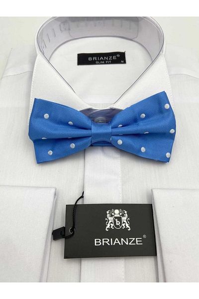 Brianze Light Blue White Polka Dot Bow Tie