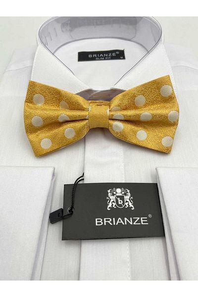 Brianze Bow Tie White Polka Dot Gold Yellow