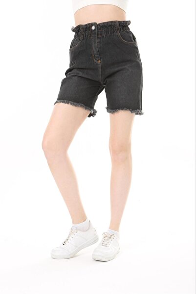 EYLÜL BUTİK BEL LASTİKLİ BOL KESİM KOT ŞORT