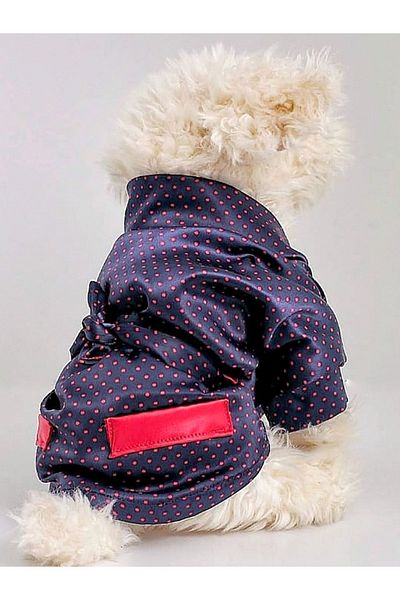 Filmaldım Satin Fabric Navy Blue Red Polka Dot Dog Röpteşambır Dress