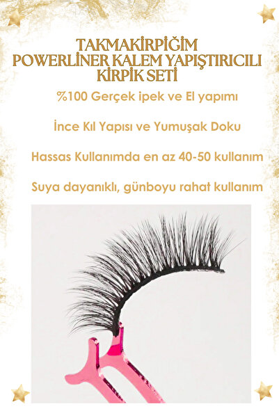 Takmakirpiğim Beşli Yoğun Ipek Takma Kirpik Set Ve Powerliner Şeffaf Kalem Yapıştırıcı (APARAT HEDİYE)