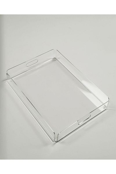 Toros Lazer Kesim Nisba Commerce Product Transparent Plexiglass Tray 35X25 cm Service Presentation Tray - Transparent Presentation Holder