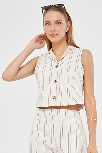 armonika Ανδρικό ριγέ γιλέκο καπνιστό πέτο - με κουμπιά και φόδρα, ARM-25K 00...