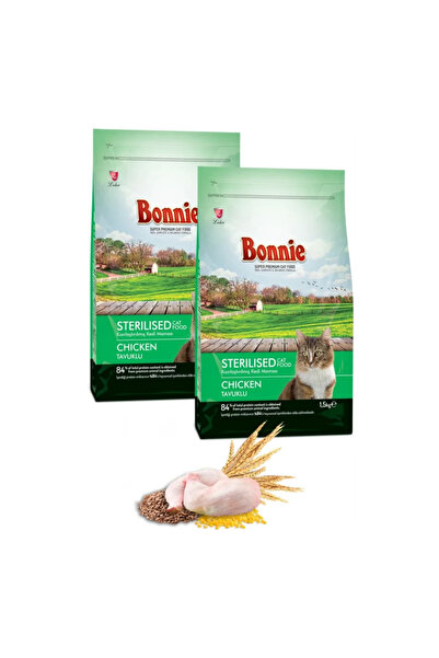 Bonnie Kısırlaştırılmış Tavuklu Kedi Maması 1,5 Kg X 2 Adet