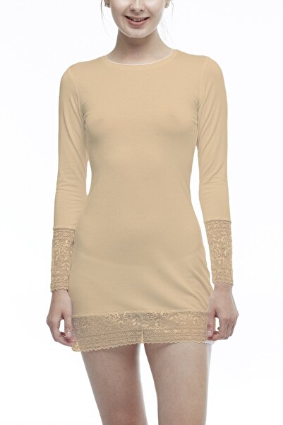 FSM1453 Жіночий модний мереживний топ-туніка з довгим рукавом -2238