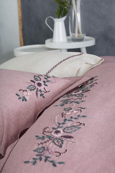 Ecocotton Organic Cotton Linen Double Duvet Cover Set 200*220 Alvin Powder