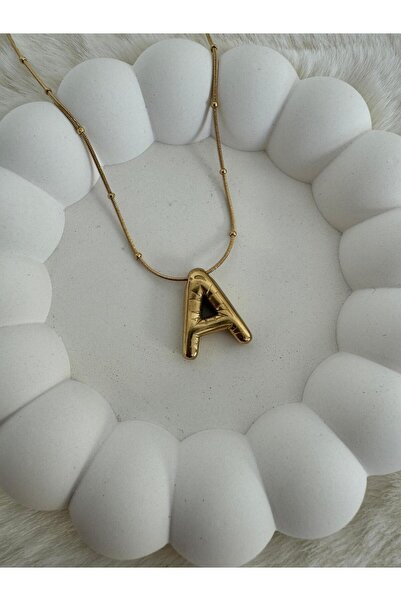 stainless steell A Harfi Balon Kolye - Paslanmaz Çelik Harf Kolye