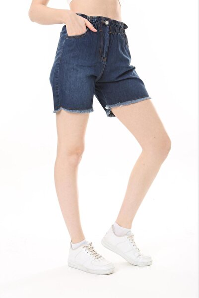 EYLÜL BUTİK BEL LASTİKLİ BOL KESİM KOT ŞORT