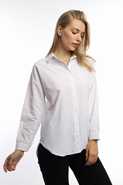 BUUFUU Cămașă din satin de mătase cu mânecă lungă - fără buzunar și guler cu ...