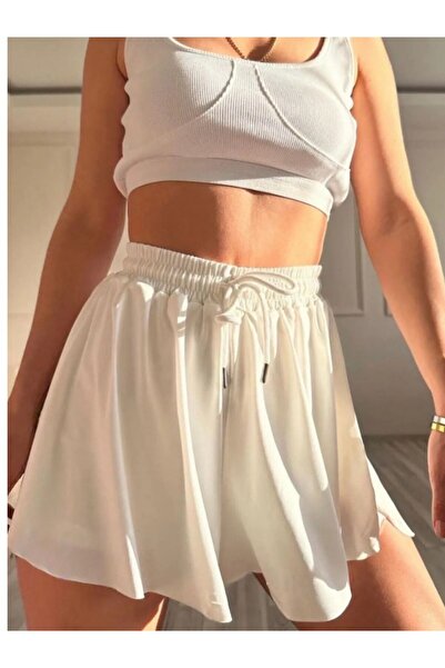 Linoş Kids Siyah Bol Kesim Çift Kat Kadın Spor Şort Etek