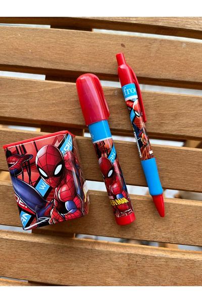 EyER Shoping 0.7 Tip Laying Egg Eraser Pencil Set with Spiderman Figure - Red