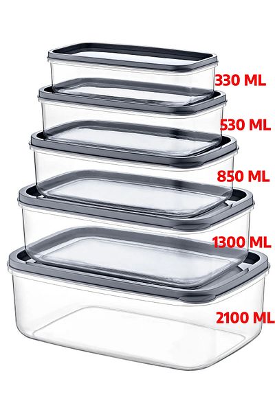 Open Home Concept Anthracite Set of 20 Ebox - Rectangular Food Container and Food Storage Container