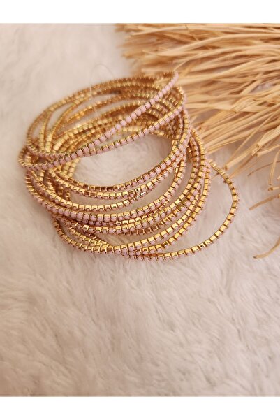 Pelshine Lastikli Zirkon Taşlı Su Yolu Parlak Ince Bileklik (3 ADET FİYATIDIR.)