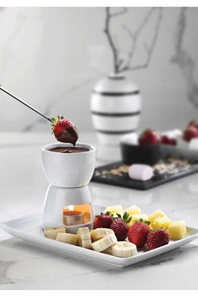 Güral Porselen Çatallı Fondü Set 4 Parça Tek Kişilk Fondü Set