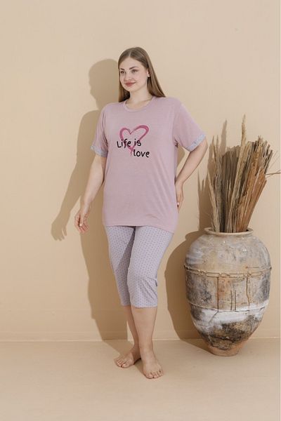 Eyfuze Short Sleeve Capri Viscose Pajama Set - Women's Plus Size