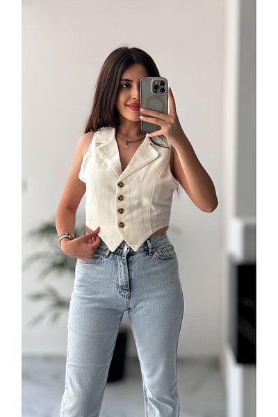 Butik Women's Linen - Cut Out Vest Design