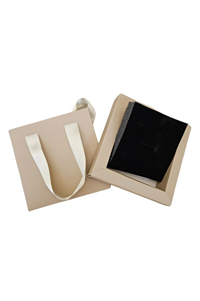 ÖZER KUTU Toprak rengi 12 Adet Çekmeceli ve Çantalı Karton Kolye&Mini set Kutusu (12x12 cm )