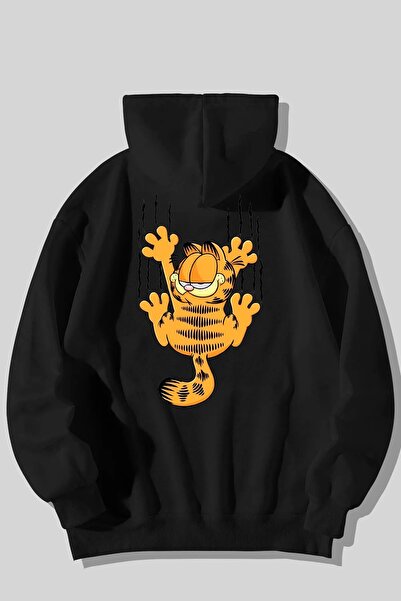 SeusCraft UNISEX GARFİELD Baskılı Kapüşonlu Oversıze Sweatshirt Hoodie