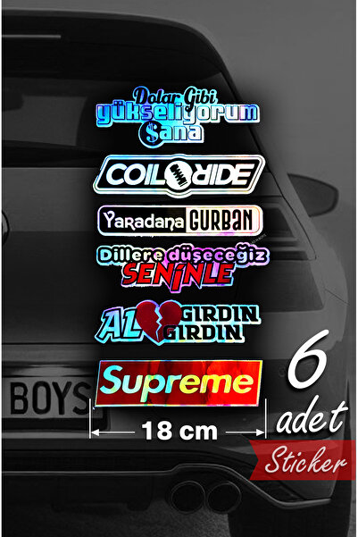 CARSNBOYS ARABA ARKA CAM YAZILARI HOLOGRAMLI YENİ MODEL - Yan kapı, Yan Cam Stickerı - Oto - Motor için