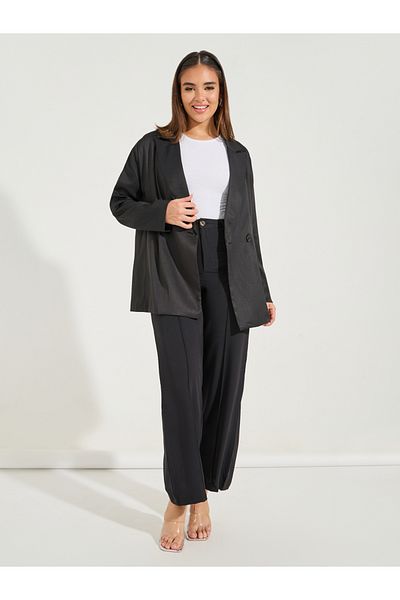 Styli Oversized Fit Longline Double Breasted Blazer
