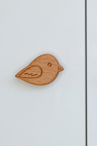 Üreet Sağa Bakan Kuş Desenli (1 ADET) Bebek Çocuk Odası Ahşap Mobilya Dolap Ç...