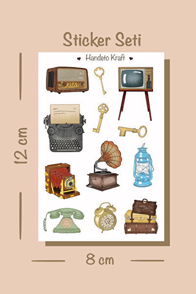 Handeto Kraft Set de autocolante vintage, 8x12 cm, autocolant, bullet journal...