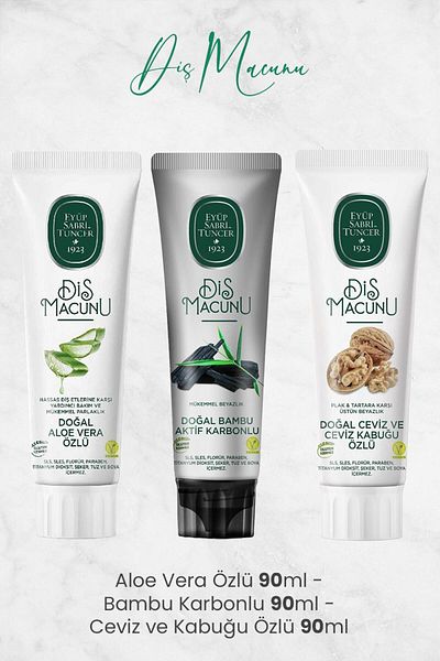 Eyüp Sabri Tuncer Toothpaste Aloe Vera, Bamboo Carbon and Walnut 90 ml