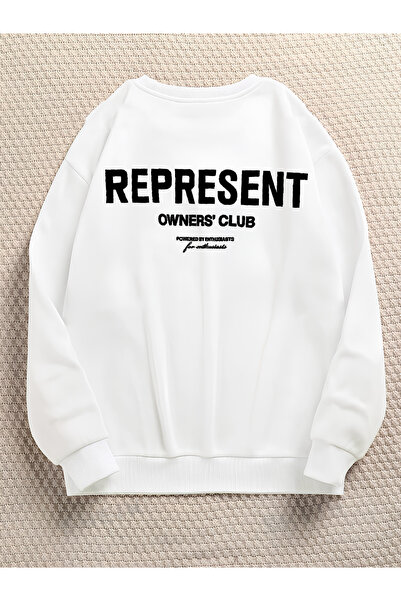 Revasser REPRESENT Šarena uniseks oversize pamučna dukserica sa okruglim izre...