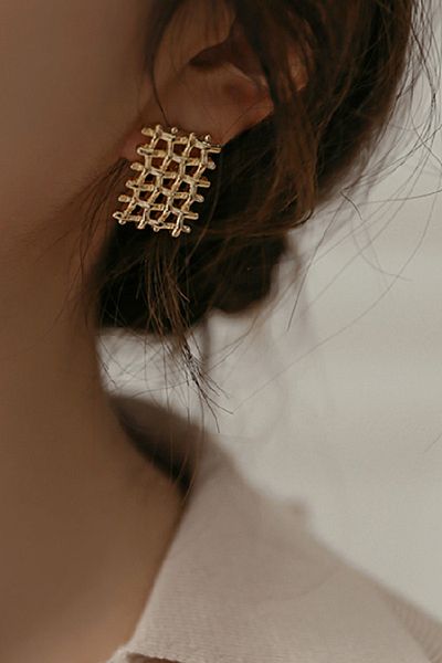 Glaren Knitted Design Gold Color Women's Earrings
