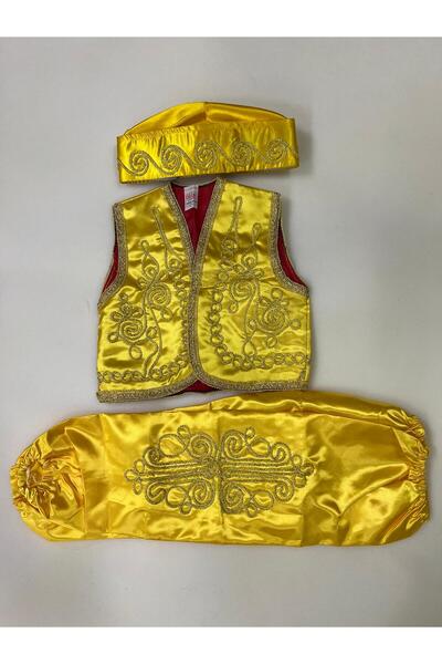 DilekKostüm 23 Nisan Kep Şalvar Yelek Kostüm Folklör Kıyafeti Erkek Kız Yöres...