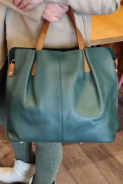 ToteBag Geantă tote Milano Soft din piele naturală premium verde închis