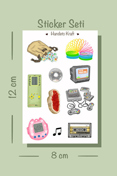 Handeto Kraft Doksanlar sticker seti, 90'lar sticker, Çıkartma, Scrapbook, Bu...