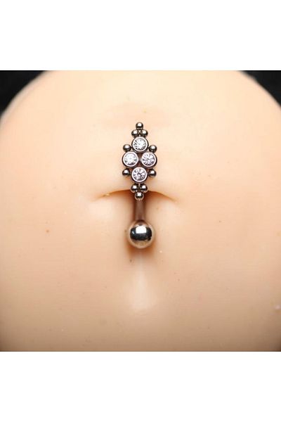 agbtasarım 4 Stone Wing Figure Accessorized Belly Piercing (00% Surgical Steel)