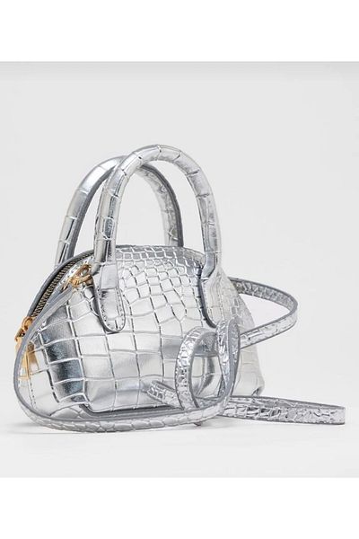 Mercan Mini model de crocodil strălucitor - rochie și geantă de umăr pentru femei cu fermoar
