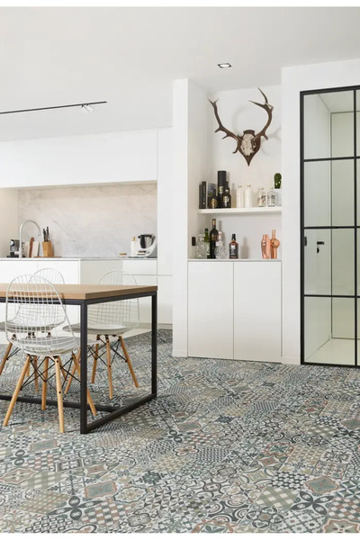 AKSEREN Mineflo PVC Yer Kaplaması Taş Mozaik desen En 2 Metre